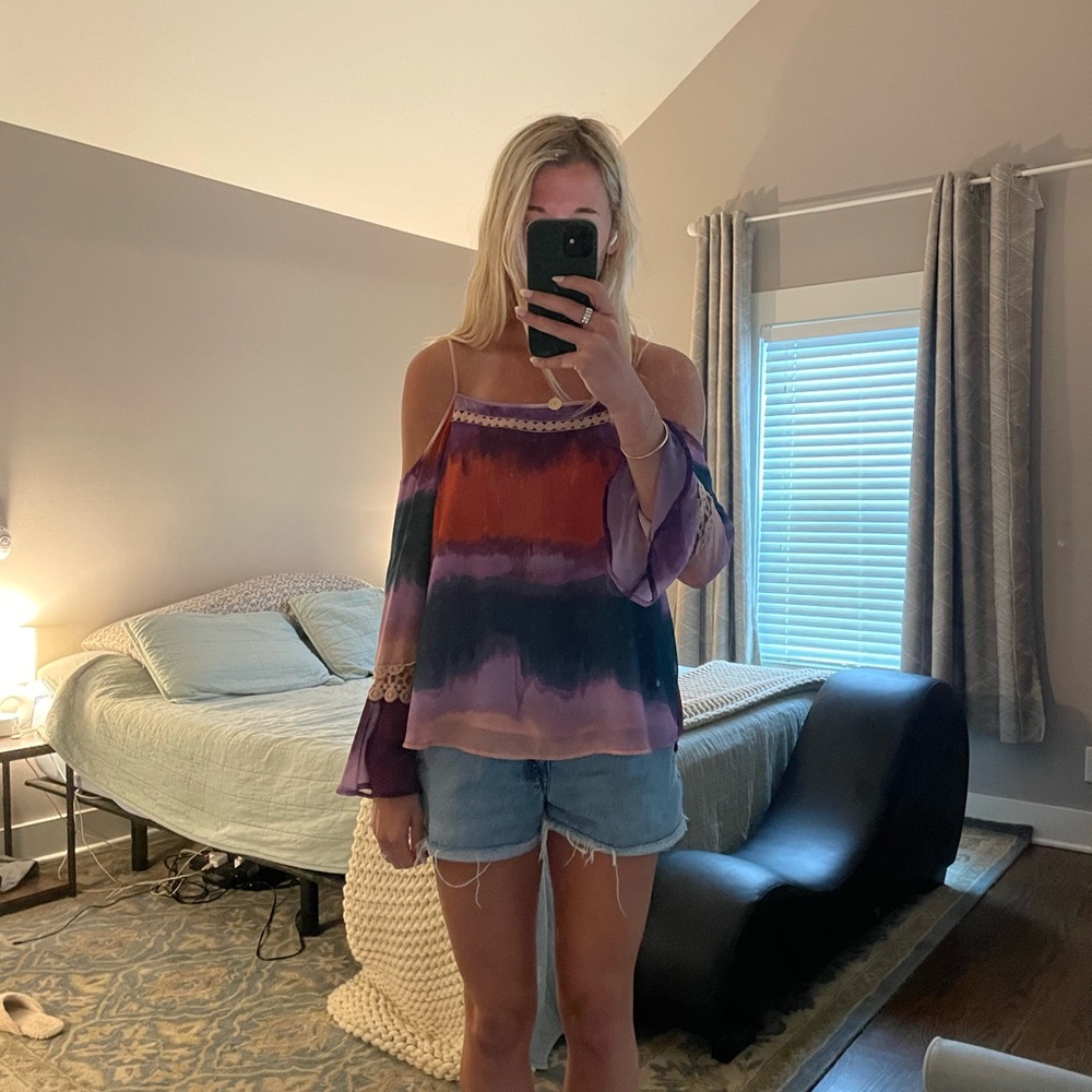 Women's Multicolor Off-Shoulder Top